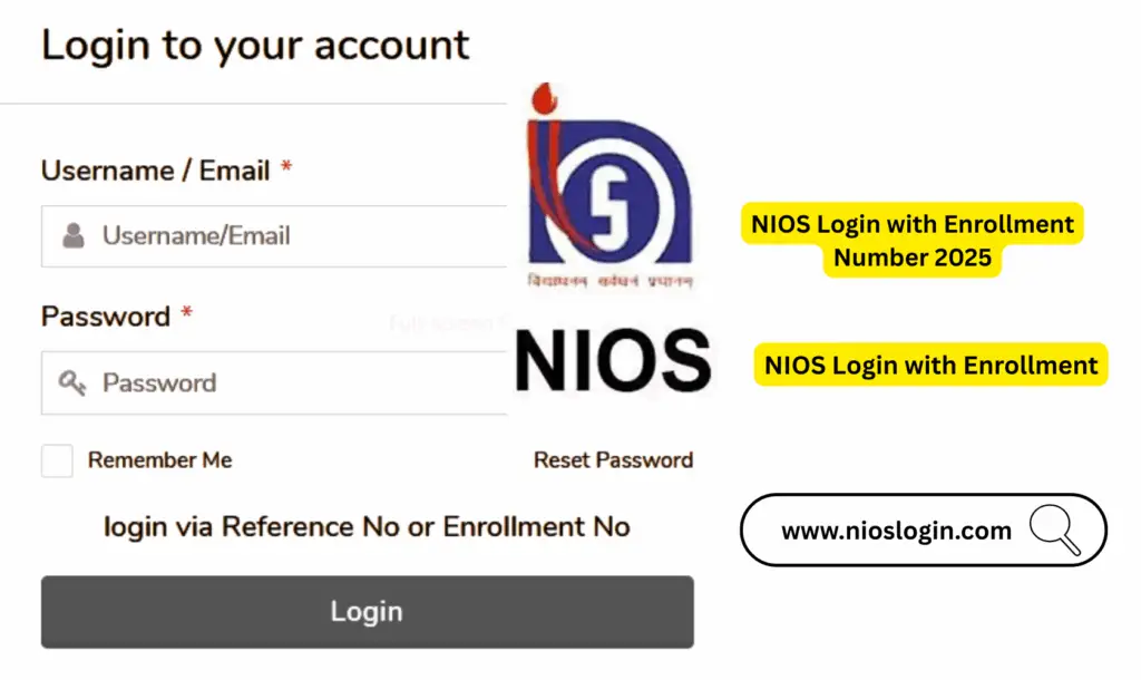 NIOS Login with Enrollment Number 2025