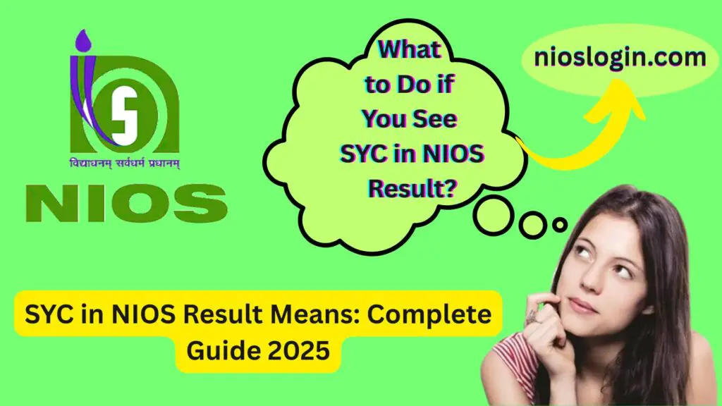 SYC in NIOS Result Means: Complete Guide 2025